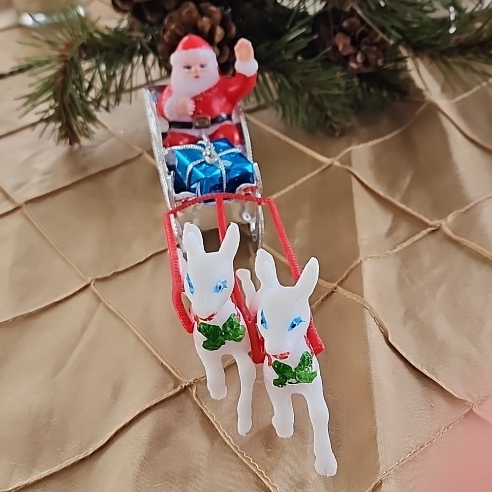 Vintage Santa, Sleigh & Reindeer